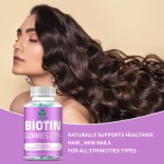 Beauty Biotin and Collagen Gummies for Hair Skin Nails 5000mcg Vegan Supplement with Vitamin C and E
