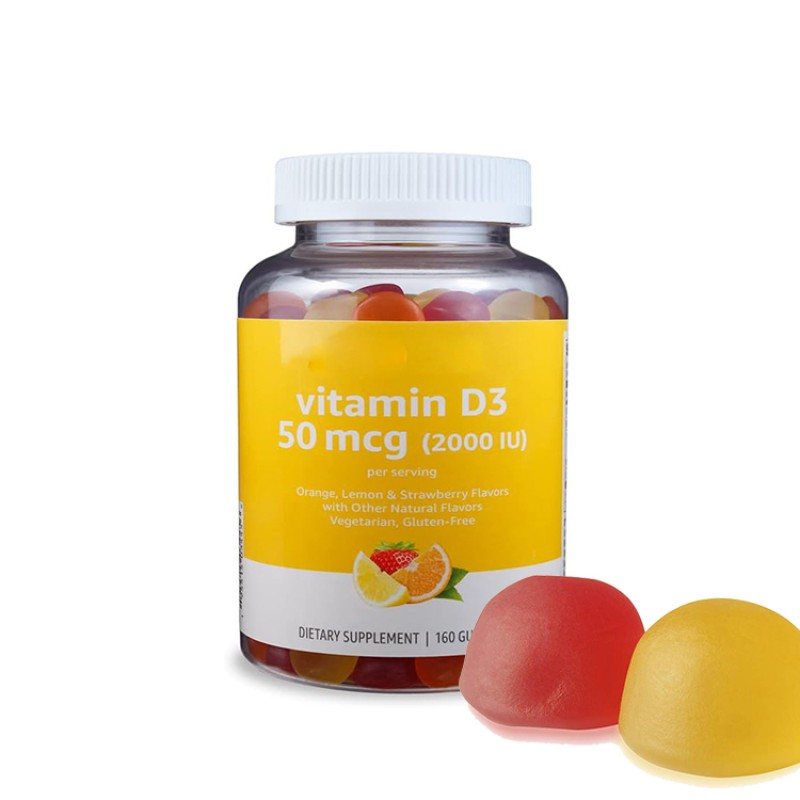 Orange Lemon Strawberry Vitamin D3 2000IU Gummies for Kids and Adults Clean Label Certified Dietary Supplement