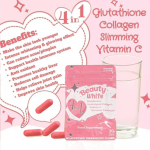 4-in-1 Gluta Collagen Beauty Capsules with Vitamin C and Garcinia Healthcare Supplement for Adults Skin Whitening