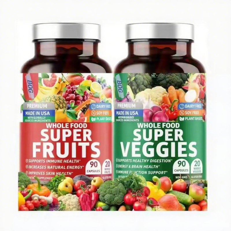 Super Greens Capsules Supplement Alfalfa Beet Root Ginger Support Energy Immunity Fruit Veggie Capsules