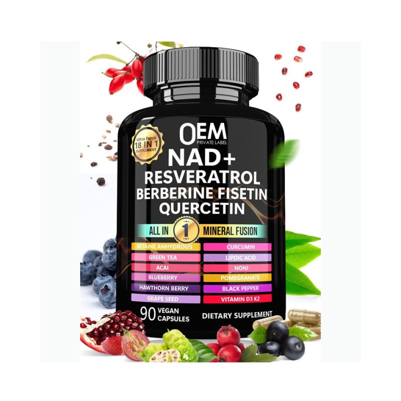 OEM PremiumNAD+ Supplement 300mg & Resveratrol 1000mg | Organic Longevity Formula with Liposomal NAD+