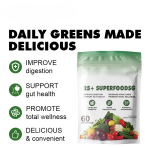 Organic Super Greens Gummies - Vegan Gut Health & Immune Booster with Spirulina & Fiber, Chewable Supplement for Adults