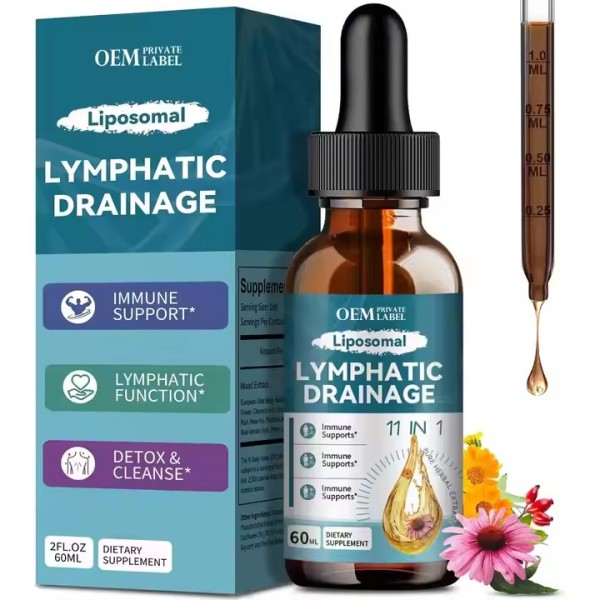 Liposomal Lymphatic Drainage Drops 11 in 1 Organic Lymphatic Drainage Supplement Elderberry Lymphatic Health OEM