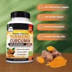 Adult Ginger Turmeric Curcumin Black Pepper Capsules Organic Immune System and Joint Support Supplements