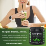 Organic Super Greens Powder with Probiotics and Digestive Enzymes for Gut Health and Energy Boost