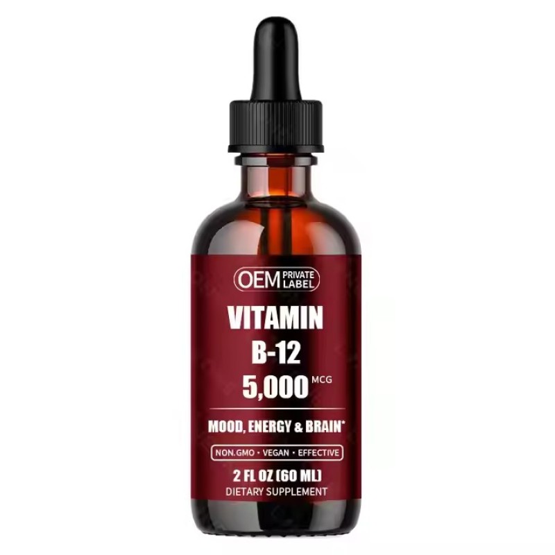 OEM/ODM Organic Sublingual Vitamin B12 Drops Vegan Liquid Methylcobalamin for Adults and Newborns High Absorption Oral Liquid