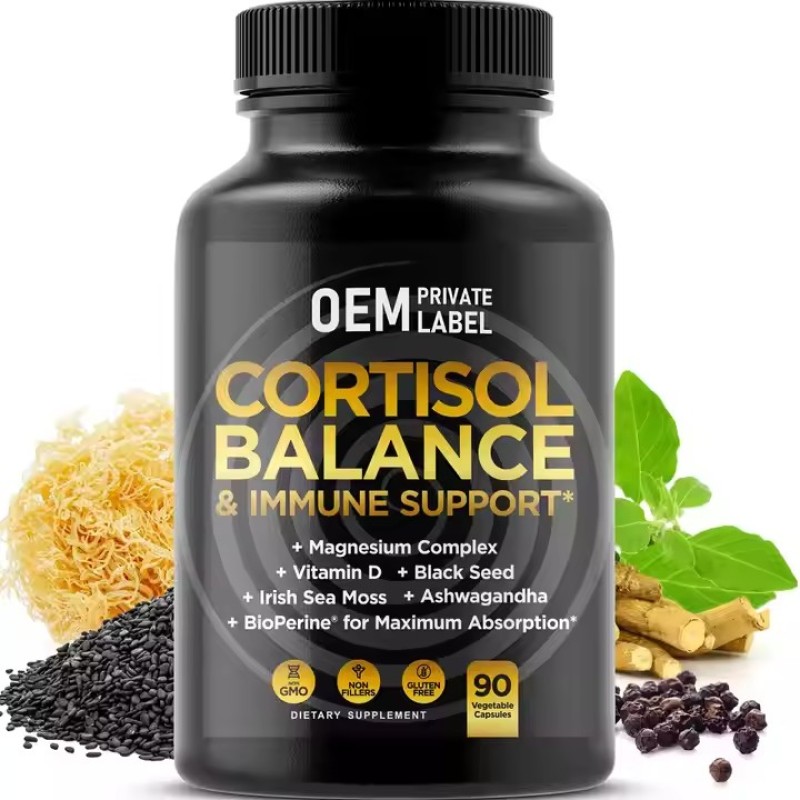Cortisol Capsules with Ashwagandha Irish Sea Moss Black Seed Vitamin D Magnesium Complex Immunity Booster Stress Relief Pills