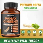 Biocaro Energy Boost Capsules - Korean Red Panax Ginseng with Ashwagandha, Beet Root & Ginkgo Biloba for Men