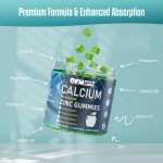 Premium Calcium Magnesium Zinc Gummies with Vitamin D3 and K2 for Bone Strength and Muscle Support 60 Gummies