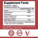 CoQ10 400mg Capsules, Coenzyme Q10 High Absorption Supplements Heart Supports & Cellular Energy Production Supplement