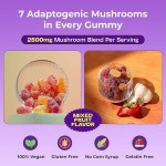 Organic Lions Mane Mushroom Gummies with Reishi, Cordyceps, and Chaga for Immune Defense and Cognitive Boost