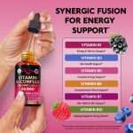 Vegan B Vitamin Liquid Drops - Non-GMO, Berry Flavor, Mood & Nerve Health Daily Supplement