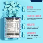Hair, Skin, Nails, Turmeric, Green Tea, Vitamin C, Elderberry, Biotin, apple Wine, Collagen, Gummy Candy
