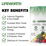 Organic Super Greens Gummies - Vegan Gut Health & Immune Booster with Spirulina & Fiber, Chewable Supplement for Adults