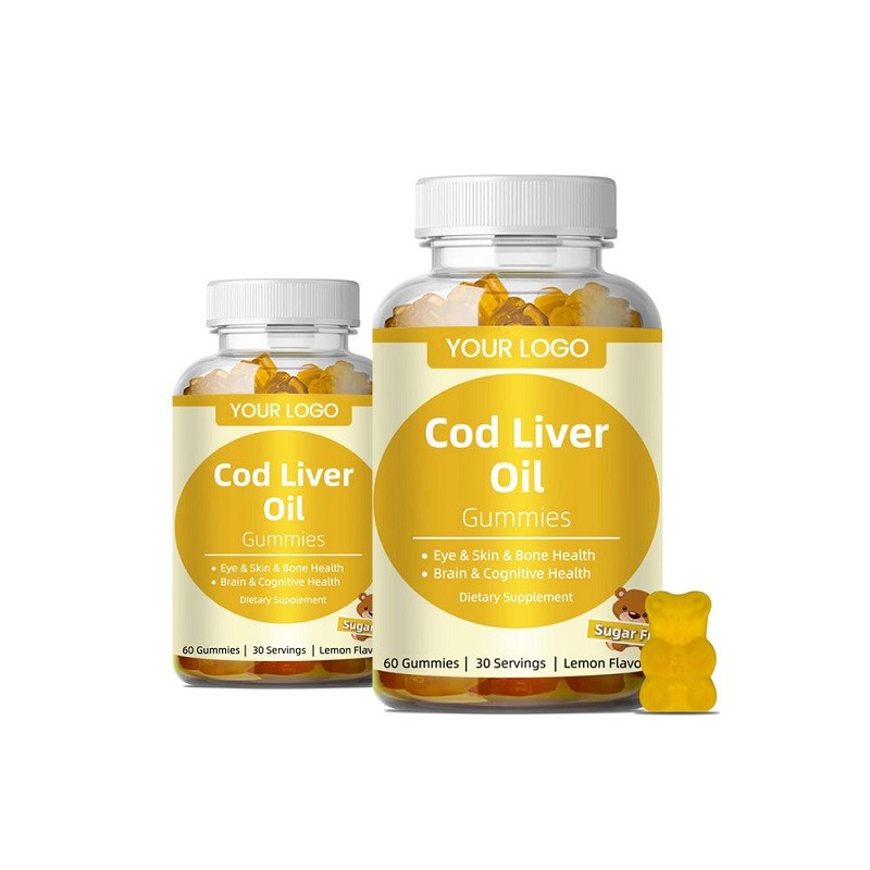 Fish Liver Oil Soft Candy Gummy Supplement to Improve Brain Cognition Eyes Skin Bones Health Antioxidant