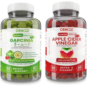 OEM Garcinia Cambogia & Apple Cider Vinegar Fat Burner Gummies - Natural Weight Loss Detox, Carb Blocker Chewable