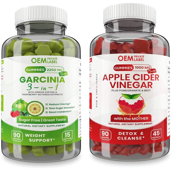 OEM Garcinia Cambogia & Apple Cider Vinegar Fat Burner Gummies - Natural Weight Loss Detox, Carb Blocker Chewable