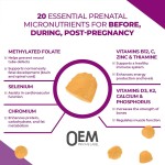Private Customization Sugar Free Pineapple Peach Flavored Complete Prenatal Gummies with Calcium,Vitamin K2, Vitamin B12 Gummy