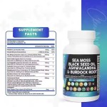 Sea Moss Capsules Black Seed Oil Ashwagandha Adult Supplements Featuring Multiple Ingredients Seaweed Extract Capsule