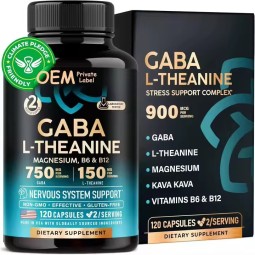 Adult Relaxation Capsules GABA, L-Theanine, Magnesium & Vitamin B6 Blend to Enhance Sleep Quality, Calmness