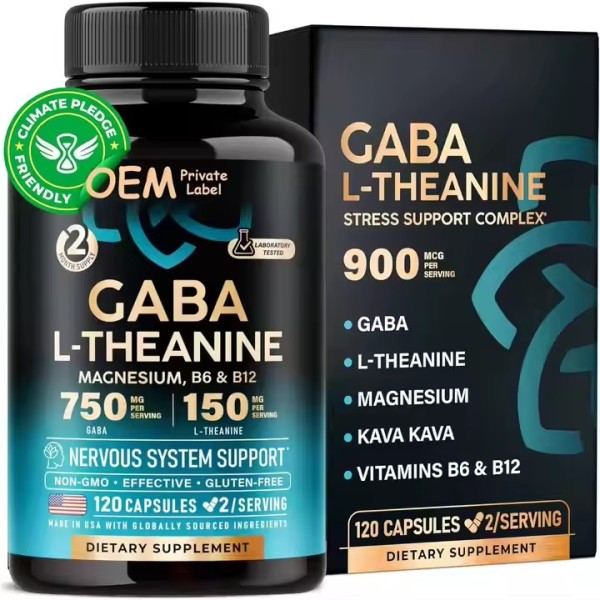 Adult Relaxation Capsules GABA, L-Theanine, Magnesium & Vitamin B6 Blend to Enhance Sleep Quality, Calmness