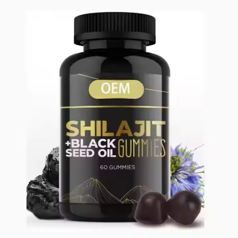 Private Labels Sugar Free Black Seed Oil 3 in 1 Pure Himalayan Shilajit Resin Extract Gummies with Ashwagandha