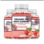 Organic Sea Moss Gummies  - Green Apple Flavor for Immune Boost & Daily Detox