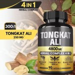 Tongkat Ali Capsules 4800MG Herbal Complex 4 in 1 with Maca Roots Energy Production Support Muscle Mass and Stamina