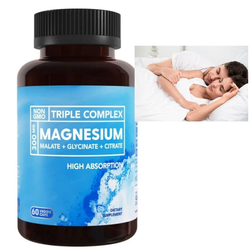 Vegan Triple Magnesium Complex 300mg Magnesium Glycinate Malate Citrate Capsules Sleep Relax Magnesium Capsules