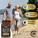 Pure Black Cumin Seed Oil Capsules - Cold-Pressed, Gluten-Free, Immune & Liver Health Support