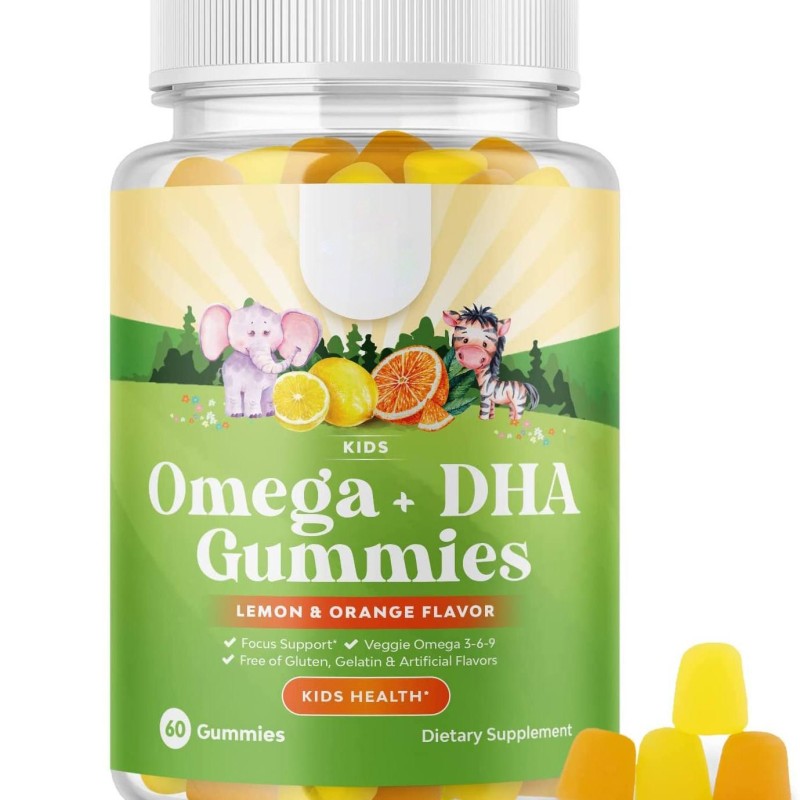 OEM Premium Vegan DHA Gummies with Pure Vitamin C for Kids - Supports Brain and Joint Health