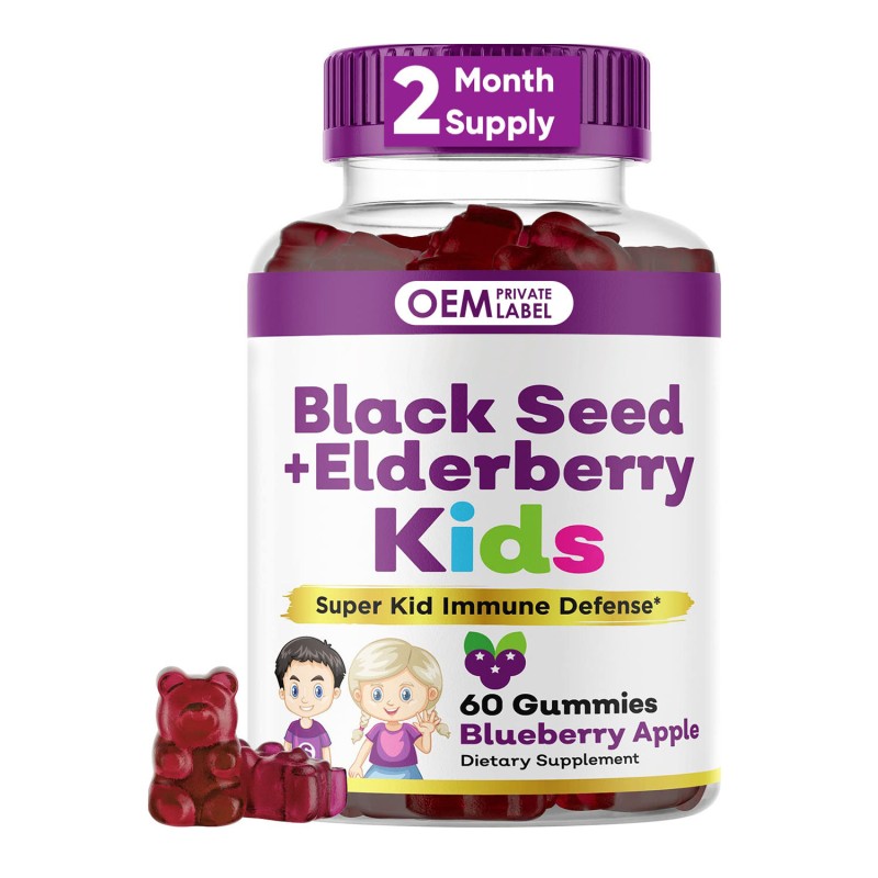 OEM Immune Support Gummies for Kids - Berry Flavor with Elderberry, Black Seed Oil, Vitamin C, and Zinc