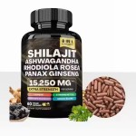 60 Shilajit Vegan Capsules Pure Himalayan Energy Booster with Ashwagandha Panax Ginseng for Adults Pregnant Women Safe