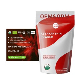 1%-10% Custom Natural Astaxanthin Powder From Haematococcus Pluvialis - Premium Water-Soluble Antioxidant Extract