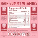 Biotin Vitamin Gummies with Vitamins a C E & Folic Acid for Hair Growth, Reduce Hair Loss, Nail Health - Hair Care Supplement