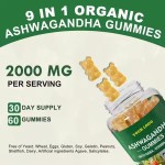 Organic Ashwa Root Supplement Ashwagandha Gummies Containing GABA, Vitamins B12 and D3 Calms Emotions and Helps Sleep