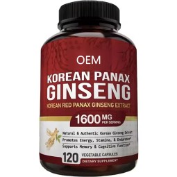 OEM/ODM Hot Sale Red Panax Ginseng Capsules with Ashwagandha, Beetroot, Green Tea Extract Maca Supplements Energy Capsules