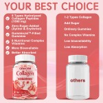 Strawberry Collagen Biotin Gummies for Skin Beauty and Nail Strength - Gluten-Free Supplement with Pectin Base