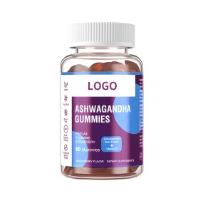 有机Ashwagandha根提取胶与生物素缓解压力和头发生长60胶