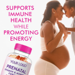Private Label OEM ODM Organic Fertility Prenatal Vitamin Gummies for Women with Folate Vitamin C Myo-Inositol Iron Support