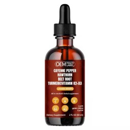 Natural Cayenne Pepper Extract Liquid Drops Applicable for Adults Supplement with Hawthorn Berry Vitamin D3 K2 BeetRoot Turmeric