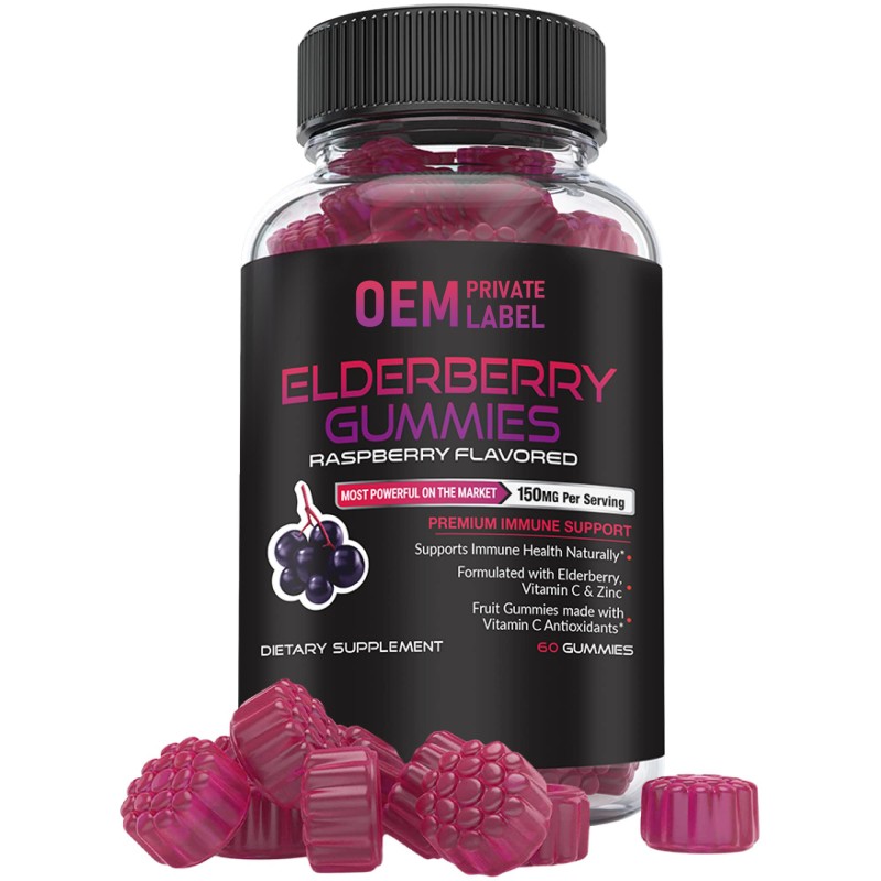 OEM Elderberry Gummies with 100MG Elderberry & 150% Vitamin C for Immune Support