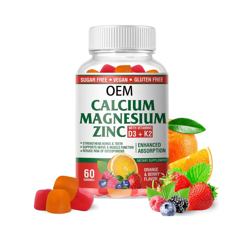 OEM Premium Calcium Magnesium Zinc Gummies with Vitamin D3 & K2 for Immune Support