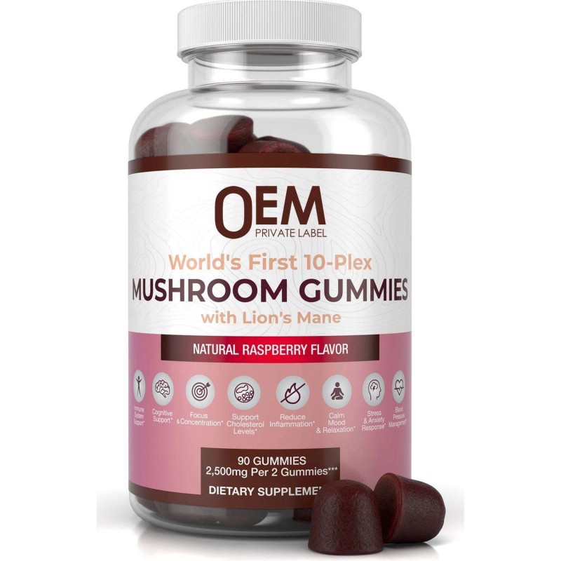OEM Private Label Mushroom Complex Gummies - Lions Mane Nootropic Brain Boost Supplement