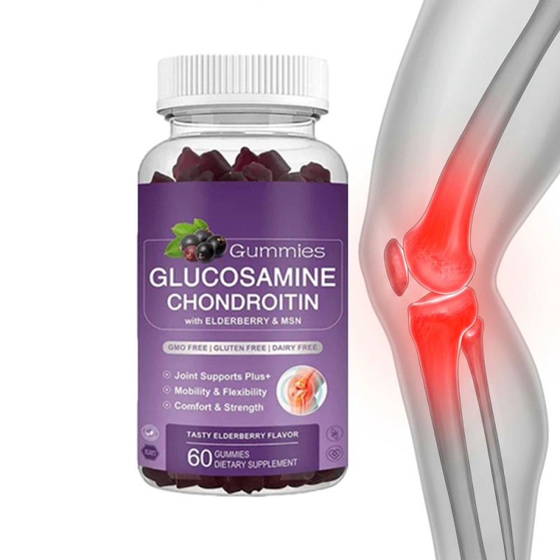 Glucosamine Chondroitin MSM Gummies with Calcium and Elderberry for Joint Support and Bone Health