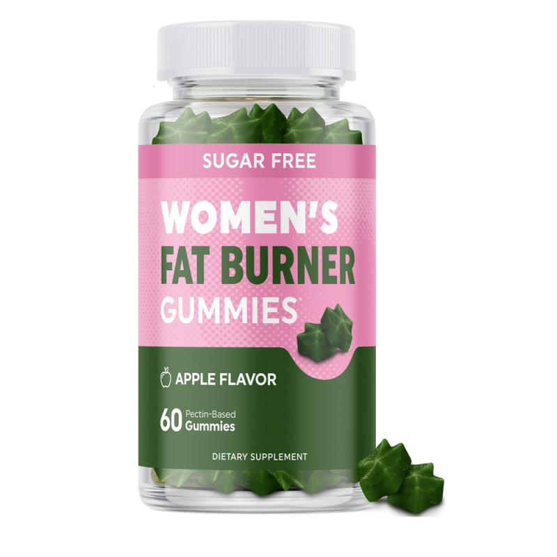 Sugar Free Women Fat Burner Gummies Apple Flavor, Weight Loss Gummies with Green Tea & Raspberry Ketones