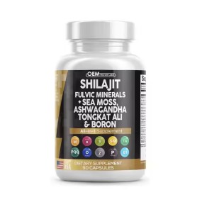 All in 1 Supplement Shilajit Fulvic Minerals Sea Moss Ashwagandha Tongkat Ali Boron Fulvic Acid Capsules for Men