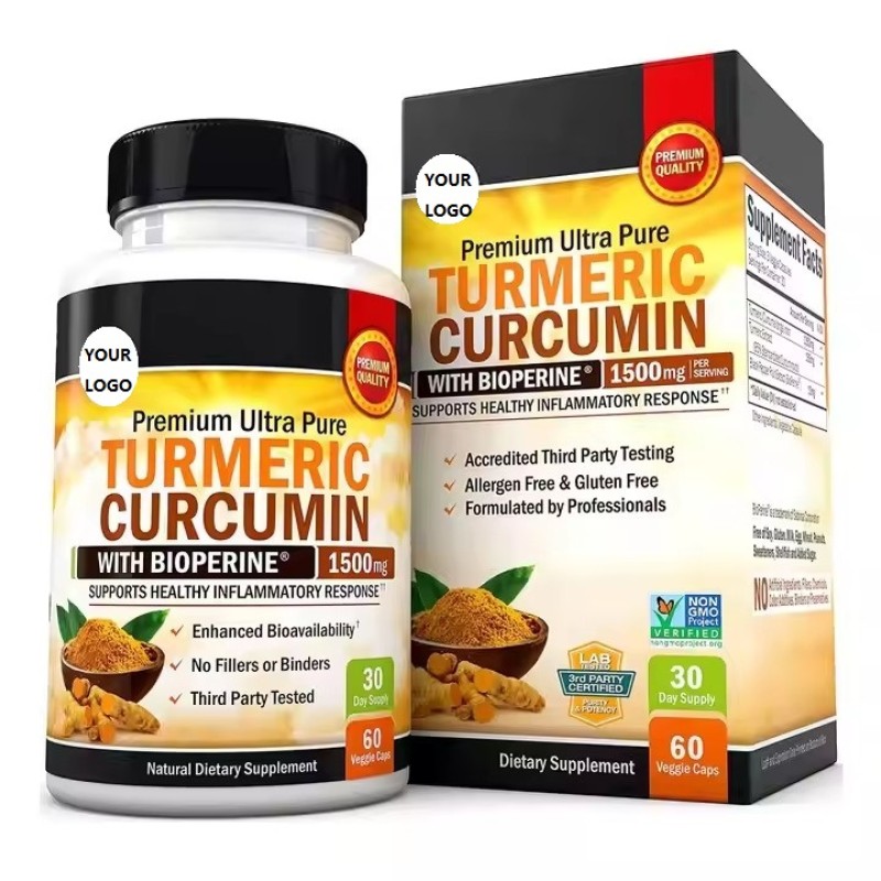 Adult Ginger Turmeric Curcumin Black Pepper Capsules Organic Immune System and Joint Support Supplements