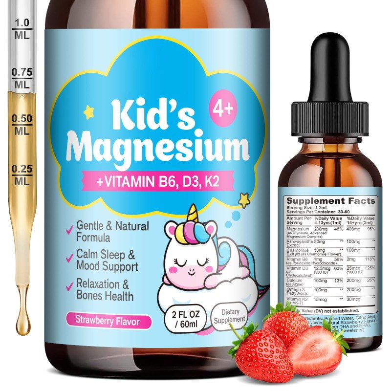 Magnesium Citrate & Glycinate Liquid Drops for Relaxation and Stress Relief  Liquid Mag Blend