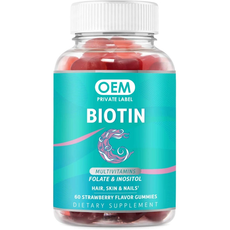 OEM  Hair Vitamins Biotin  with Vitamin C - Low Sugar Herbal Supplements for Hair and Skin for Adults